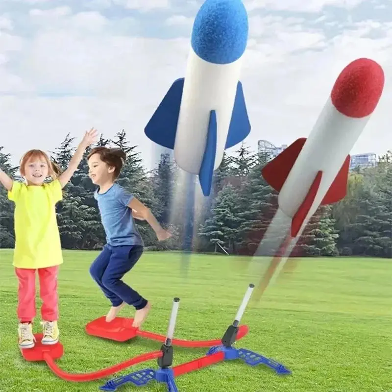 Stomp Rocket Launcher Toy Set, Foot-Powered Flying Rockets for Indoor and Outdoor Interactive Games