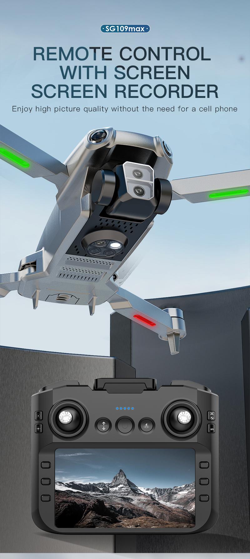 SG109 Entry-Level Drone with Screen Controller,Dual HD Cameras,One-Key Takeoff,Stable Hover & Flip,Foldable Design, GPS Positioning,Brushless Motor, Auto Follow,Aerial Photography,Hover Air,Perfect for Outdoor Use,Father’s Day & Children’s Day Gift
