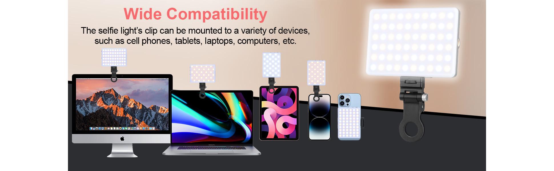 Rechargeable Clip Fill Light, 3 Light Modes & 10 Brightness Levels, 60 LED High Power Rechargeable Clip Fill Video Conference Light, Portable Clip on Light for Taking Selfie, Live Show, Art Photography, Objects Supplemental Light