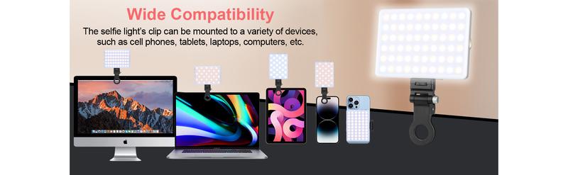 Rechargeable Clip Fill Light, 3 Light Modes & 10 Brightness Levels, 60 LED High Power Rechargeable Clip Fill Video Conference Light, Portable Clip on Light for Taking Selfie, Live Show, Art Photography, Objects Supplemental Light