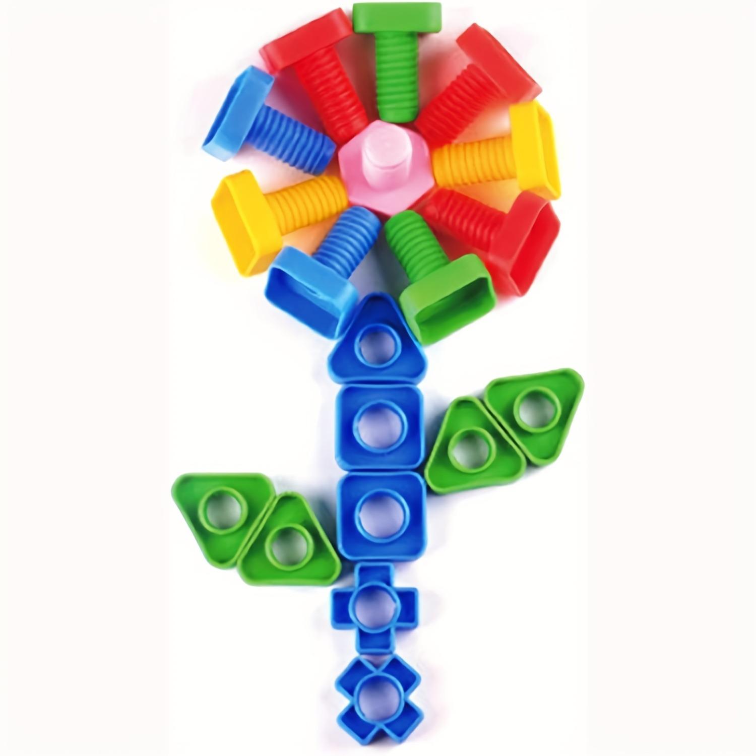 Nuts and Bolts, 20pcs Fine Motor Skills Occupational Relax Toys for Kids, Shapes and Colors Matching Toys, Building Construction Game