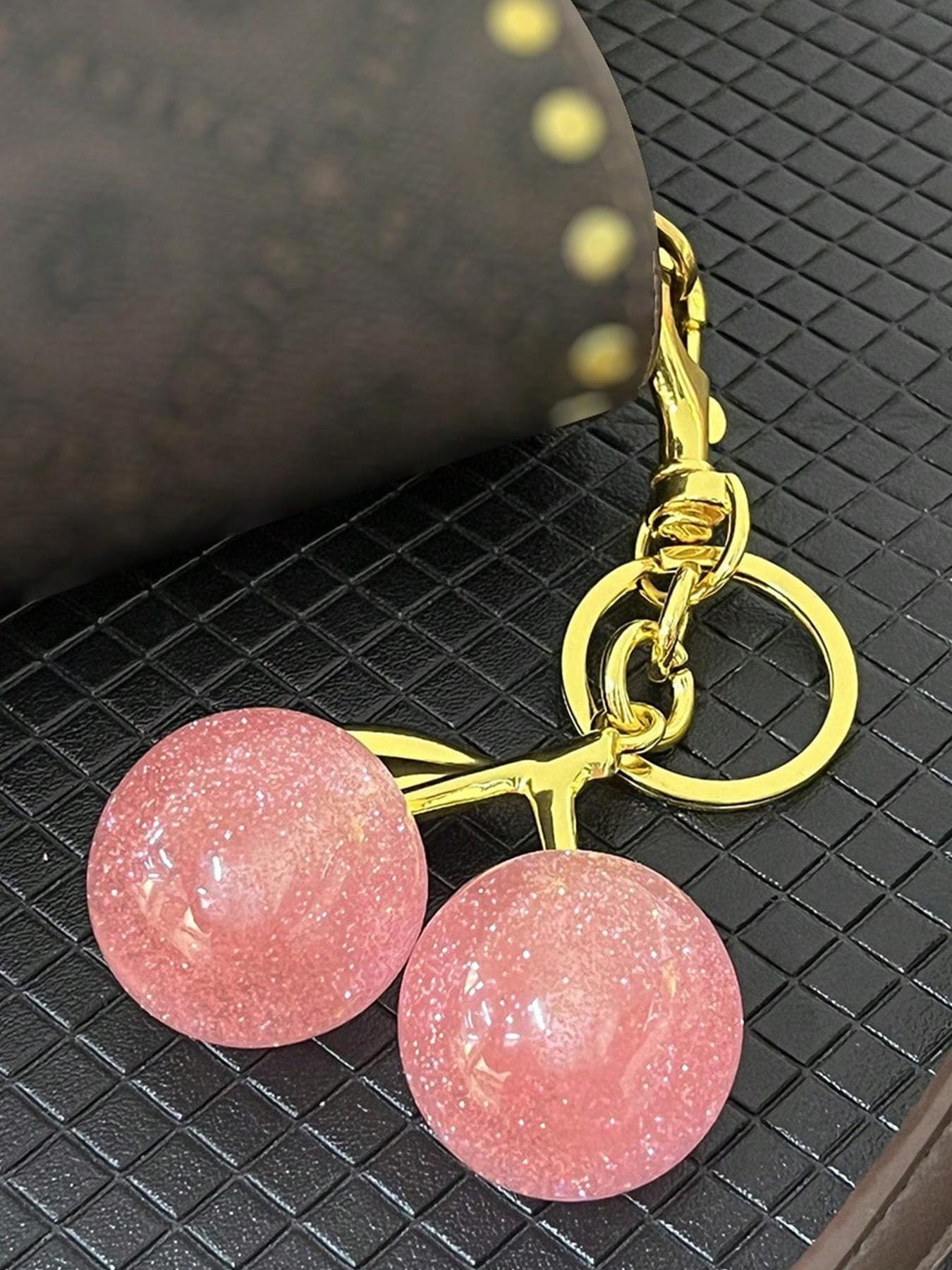 Cute Cherry Design Sparkly Bag Charm, Fashionable Bag Keychain for Women & Girls, Trendy All-match & Exquisite Bag Charm for Birthday Gift, Purse Accessories