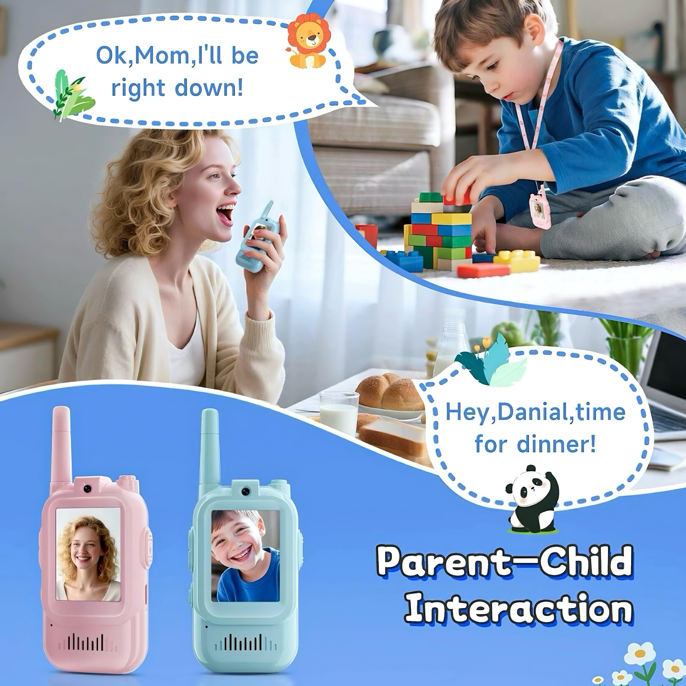 Children's walkie talkie with video, a pair of walkie talkies, rechargeable children's toy with high-definition camera and voice changer, suitable for outdoor, camping, student, gaming and indoor entertainment, Children's Day gift, Christmas gift