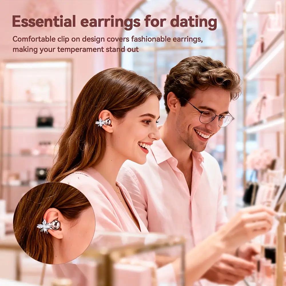 YYT1  New Senyang Wireless Open-Ear Headphones, Open Wear Earphones, Bluetooth-Compatible Clip-On Earring Earbuds with Stereo Sound, Electronic Audio, Fashion Aesthetic Gift, Outdoor and Travel