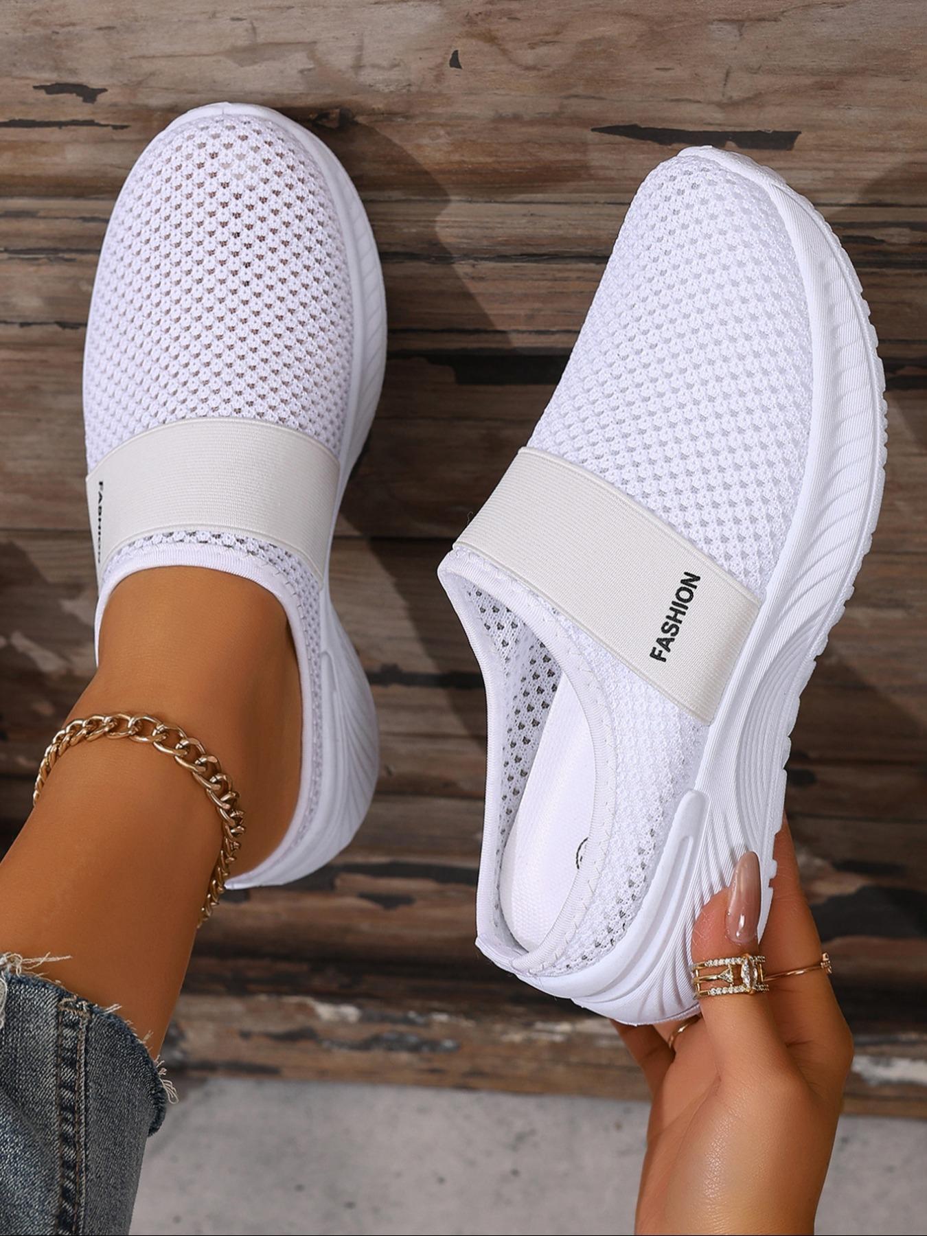 Women's Casual Slip On Lightweight Sneakers, Slip-On Style, Breathable Mesh Upper, Comfortable Fit for Spring Summer Beach Vacation Travel