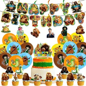 Cute Beaver Birthday Party Decoration Anime Hoppers Banner Paper Plate Balloons Tablecloth Cake Topper Party Decor Supplies
