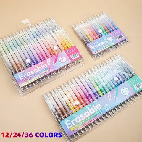 12/24/36 Color Erasable Gel Pens Set, Erasable Ink, 0.7mm Fine Tip, Multicolor Artist Drawing Pen for Drawing, Coloring, Marking, School & Art Supplies, Artist Tools, Versatile Use
