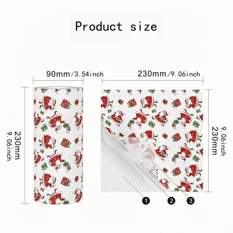 4 PCS Christmas Kitchen Paper Set – Thick 3-Layer Disposable Roll, Wet & Dry Dual-Purpose Household Paper Towels, Cleaning Supplies, Random Style, Xmas Home Cleaning, Festive Kitchen Paper, Christmas Gift Idea, High-Quality Absorbent Tissue, Holiday Decor