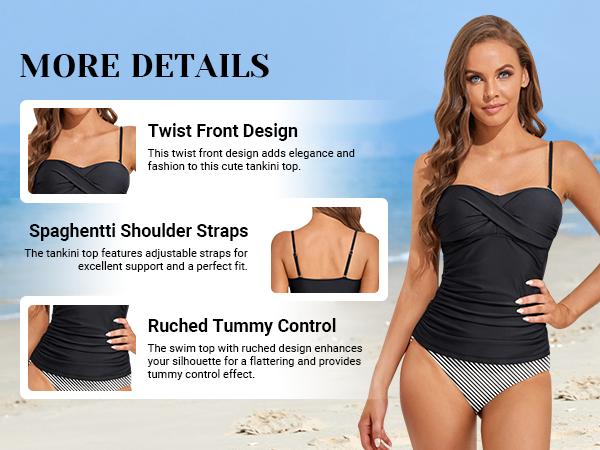 Holipick Tankini Top for Women Twist Front Bandeau Swim Top Tummy Control Bathing Suit Top Only No Bottom Holipick Tankini Top for Women Twist Front Bandeau Swim Top Tummy Control Bathing Suit Top Only No Bottom