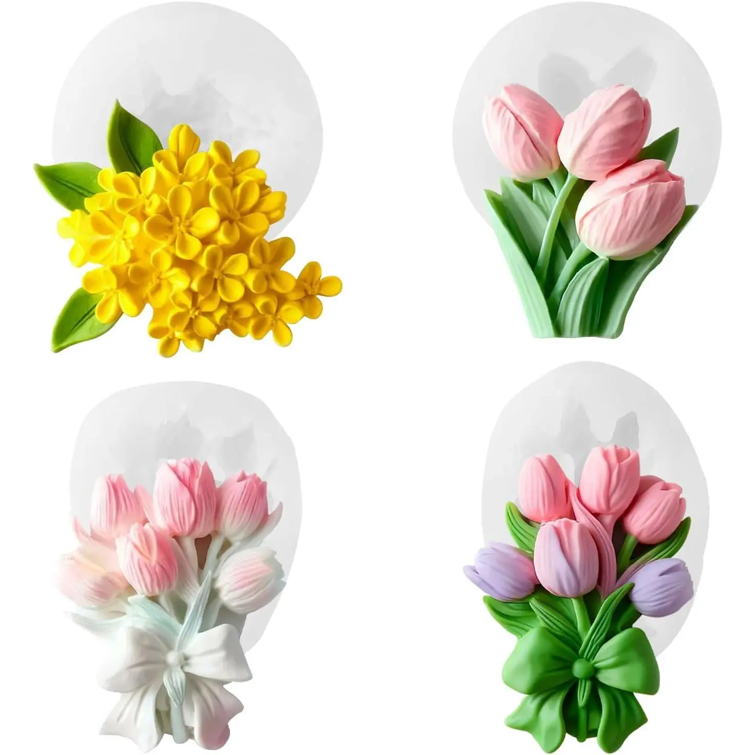4PCS 3D Flower Bouquet Molds
