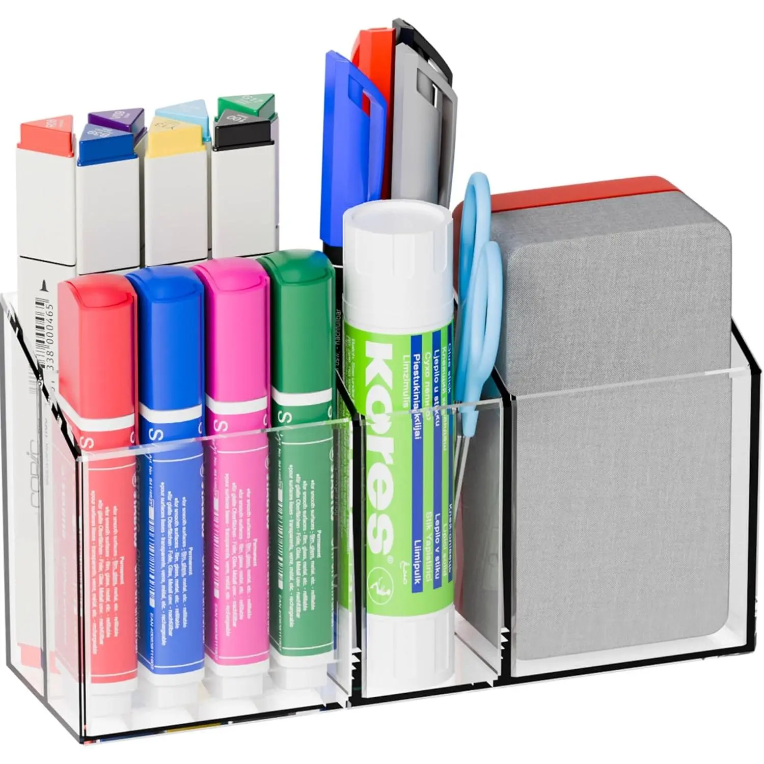 Clear  Dry Erase Marker Holder for Whiteboard,,Refrigerator,Fridge,Non Slip  Pencil Holder,Wall Mounted Acrlic Pen Holder with Adhesive,Classroom and Locker  Organizer
