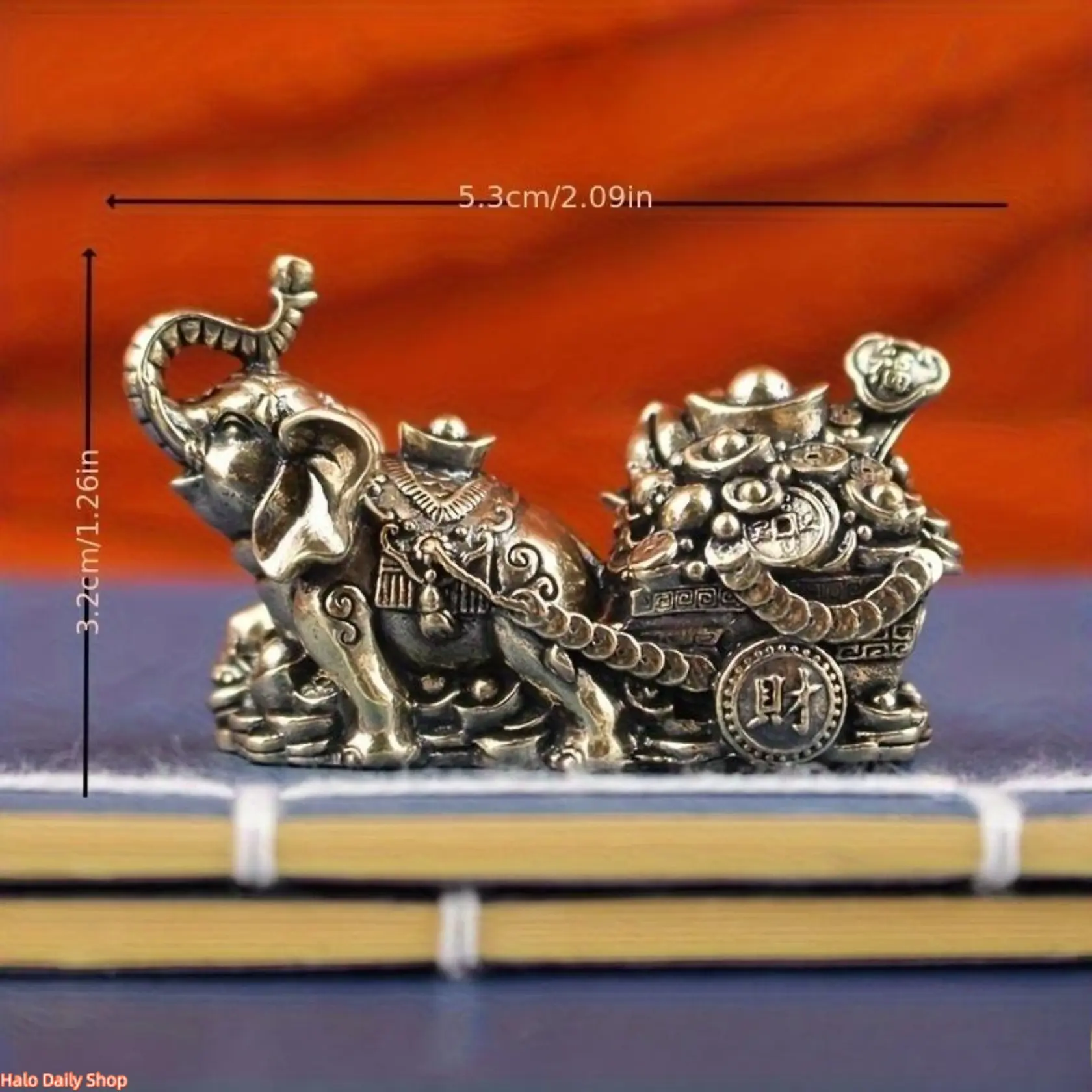 Collectible Figurines ,Brass Elephant Decoration, Treasure Bowl Elephant Pulling Cart Home Craftsmanship, All-Copper Living Room Office Opening Gift Decoration Company Feng Shui ornaments, wealth-gathering mascot ornaments, lucky decorations