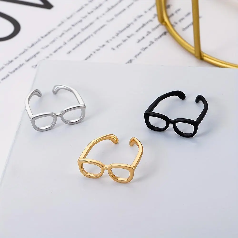 Charming Mini Glasses Open Ring Women'S Versatile Proud Creative Statement Ring Christmas Gift Jewelry Daily Use