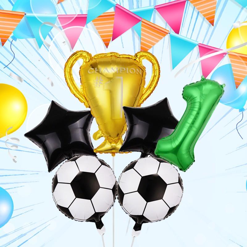 Soccer Trophy Number Foil Balloons, Multi Shape Mixed Color Set, Sports Events, Championship Celebrations, Festival & Party Decor