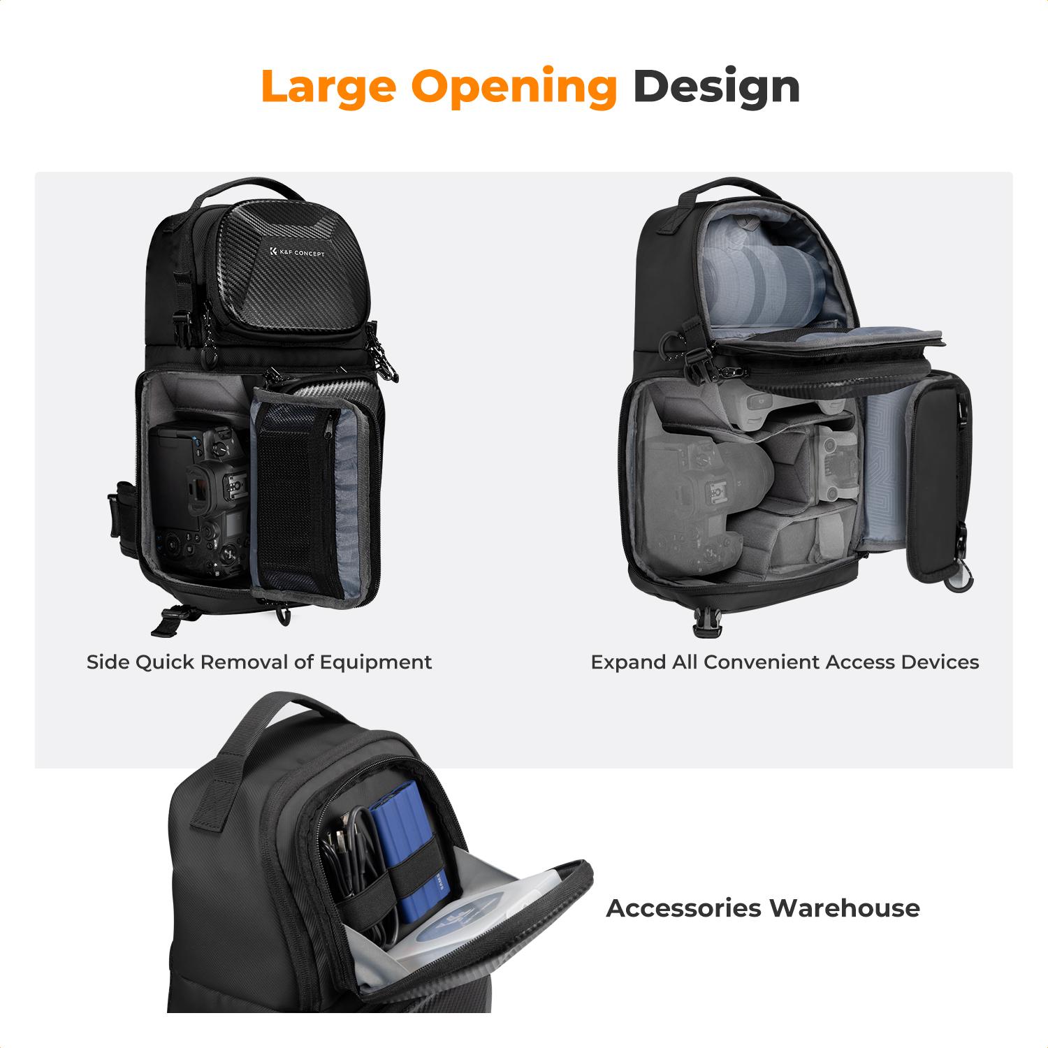 【K&F CONCEPT】Camera Sling Bag Crossbody Bag Hardshell Camera Shoulder Backpack DSLR/SLR/Mirrorless Camera Case Photography Bags for Photographer