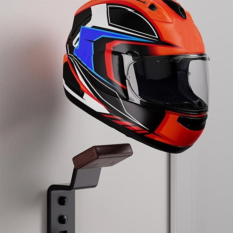Helmet Rack, Helmet Hook, Wall-Mounted Motorcycle Helmet Stand, 180-Degree Key Ring Holder, Living Room Accessory