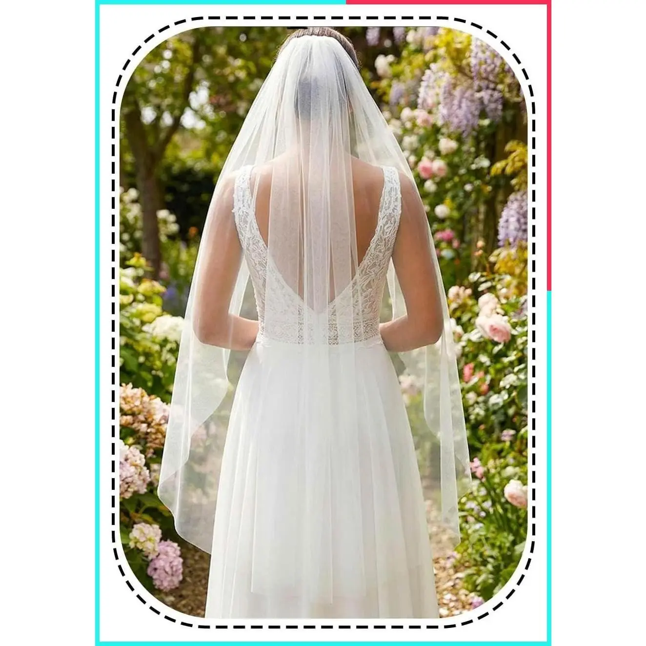 Short Fingertip Wedding Veil with Comb - White and Ivory 1 Tier Plain Bridal Veil