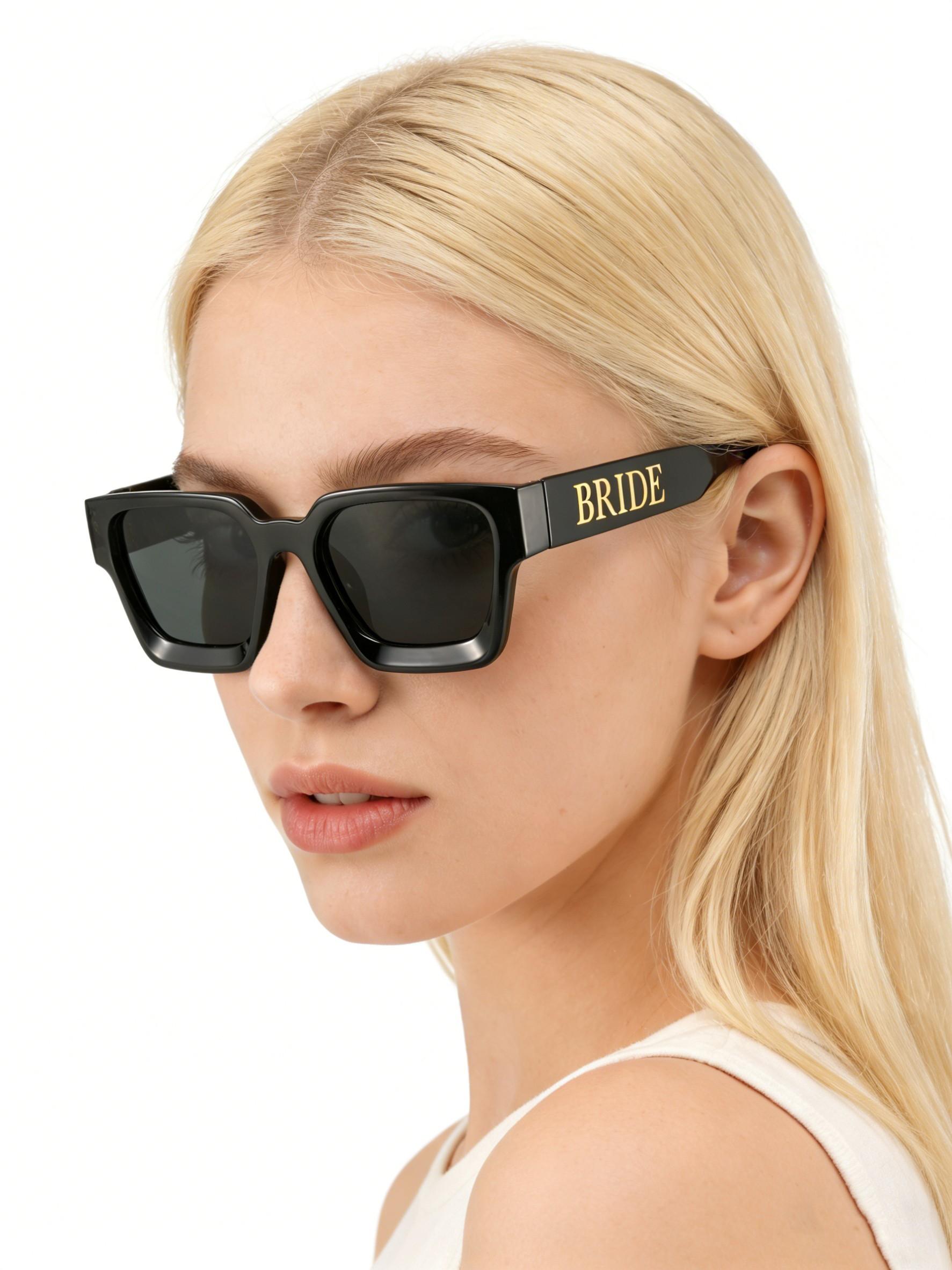 Women's Bride Sunglasses, Letter Design, Rectangular Small Frame, Multi-Color Options, Elegant Wedding Accessory, Party Style