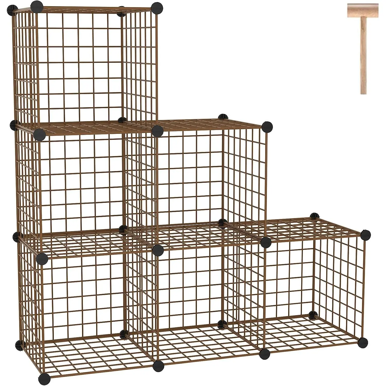 Wire Cube Storage, 6 - Cube Organizer Metal C Grids Units, Brown | Modular Shelves Units, Closet Organizer, Storage Bins Shelving, Ideal for , Office, Living Room
