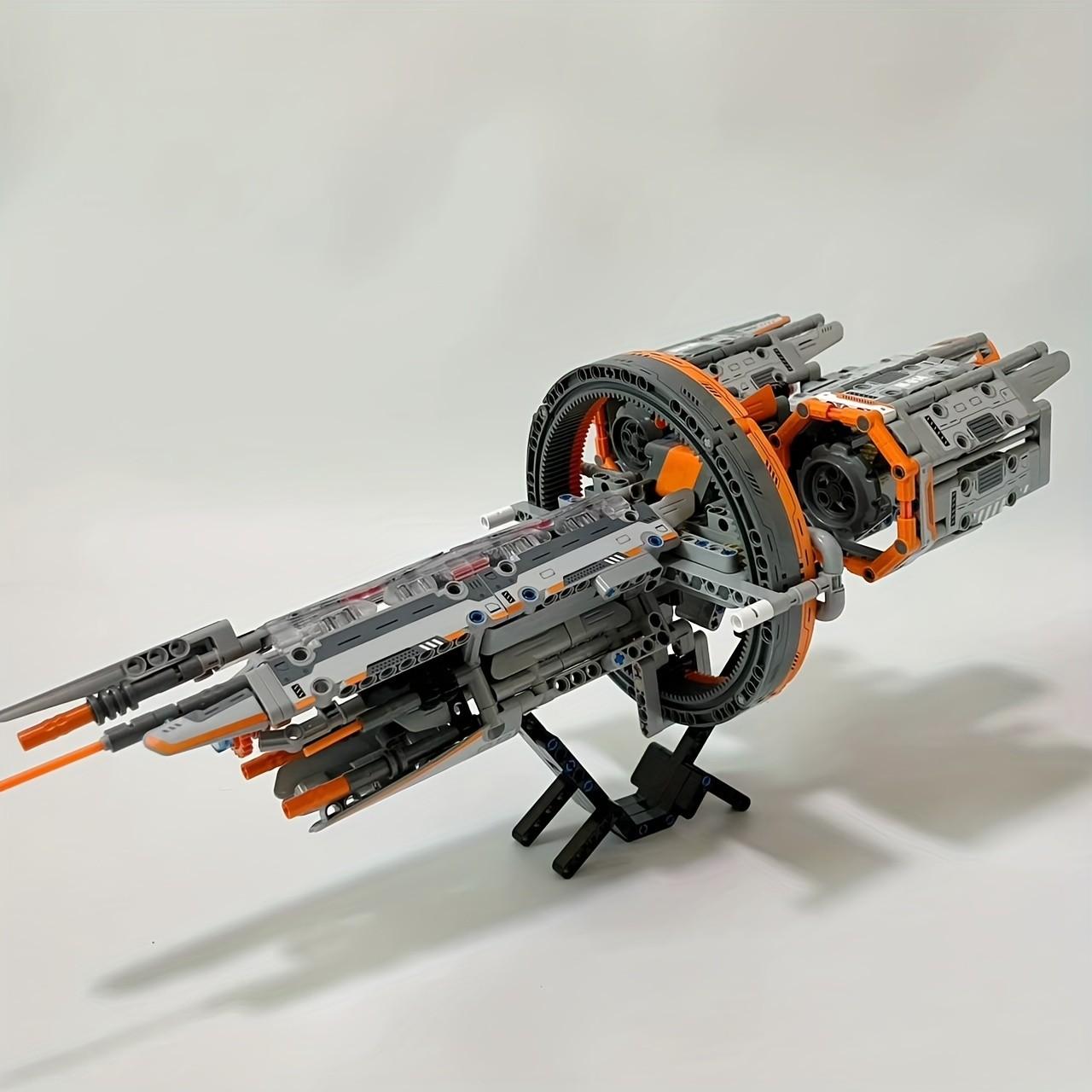 1184pcs Sci-Fi Spaceship Building Blocks, Mechanical Gear Transmission, Exclusive Display Stand, Creative Desk Decor, Gift for Science Fiction Fans