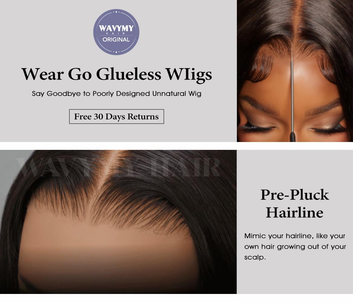Wavymy Pre Cut Wear Go Glueless Lace Wig Pre Bleached Body Wave 6x4 Lace Closure Wig Human Hair Pre Plucked Wig 180% Density