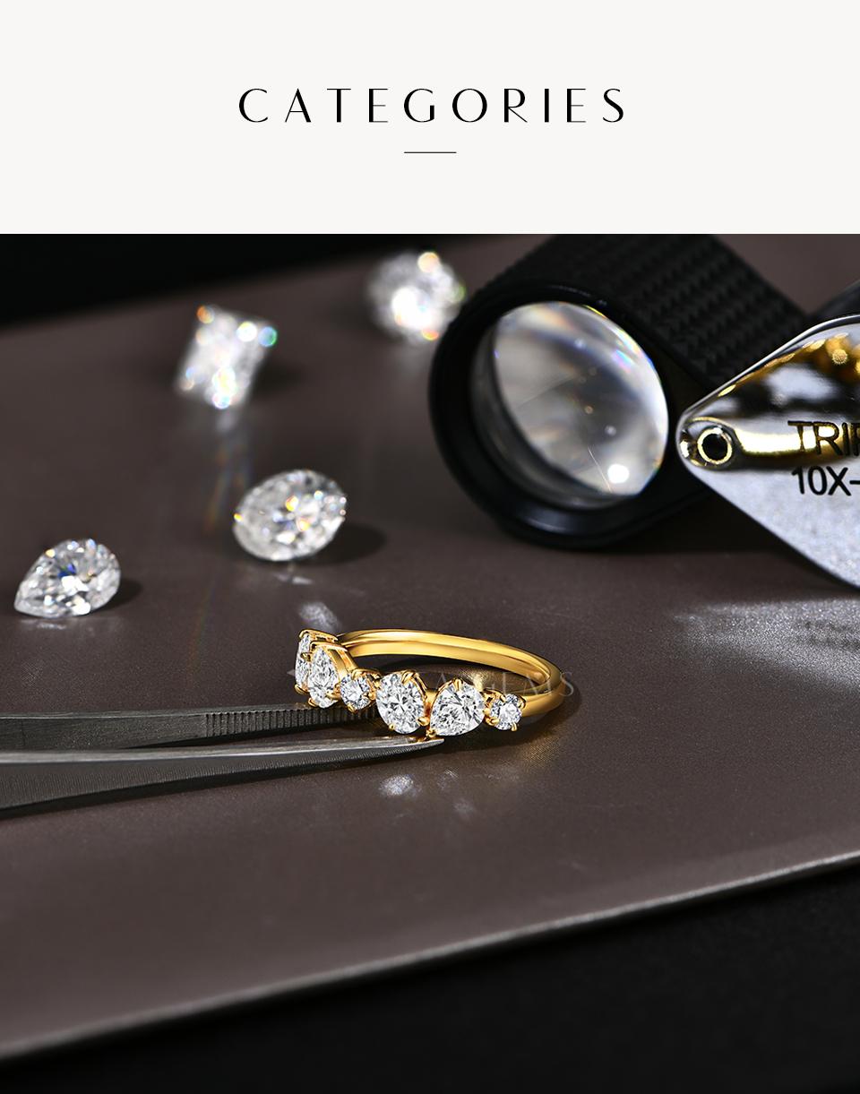 Pear&Round&Oval Cut sparkling Synthetic Moissanite ring D Color VVS1  Anniversary Gift R142 SpringStatements