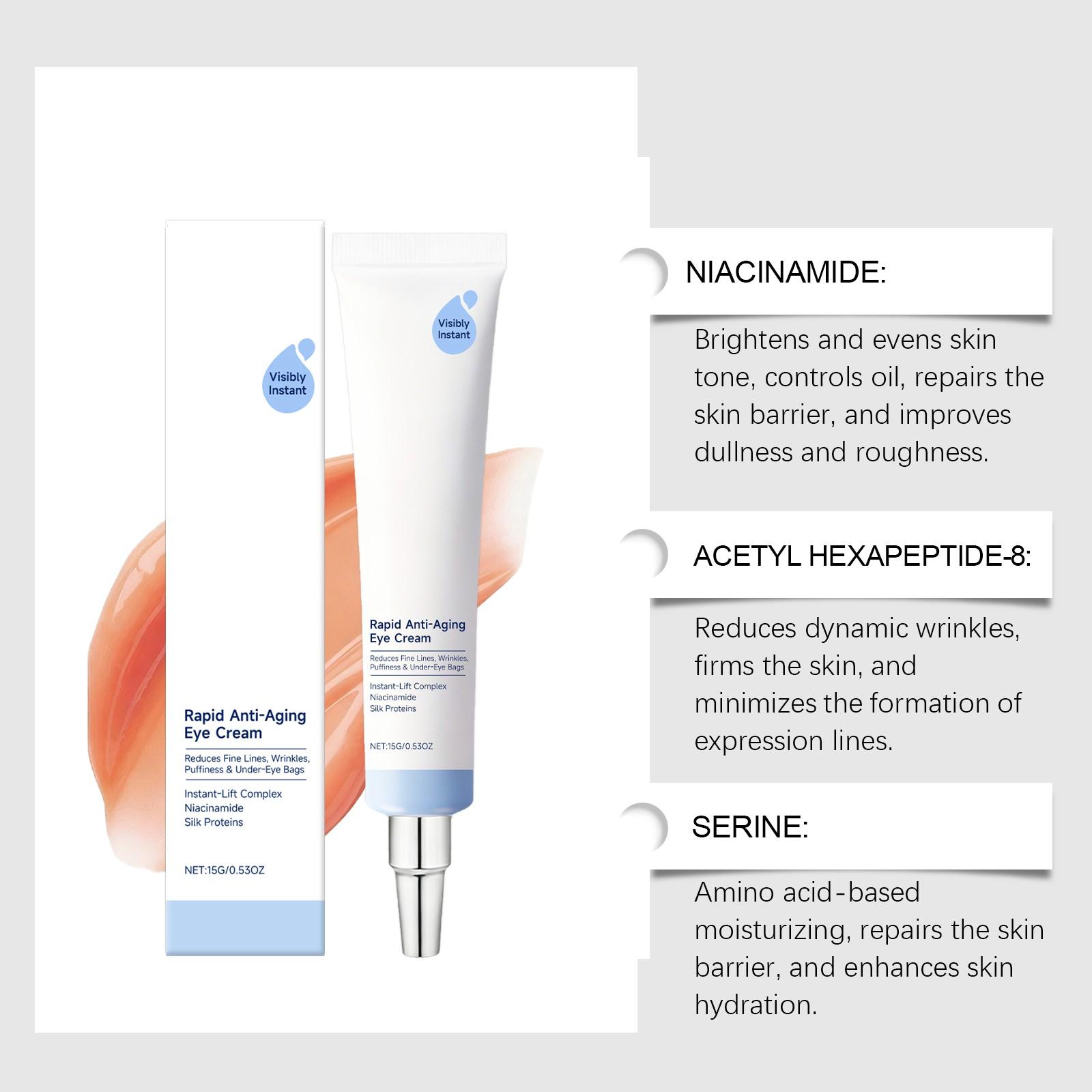 Niacinamide Hydrating Eye Cream, Gentle Care Locks Moisture, Improves Sagging Eyes, Non-Greasy, Portable Packaging