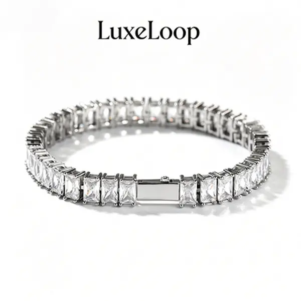 LuxeLoop Shiny Tennis Bracelet Unisex, Dazzling Stackable Wrist Jewelry, Trendy Street Style Statement Accessory, Fashion Daily Party Club Bangle, Perfect Anniversary Birthday Gift for Him and Her,outfit,stylish