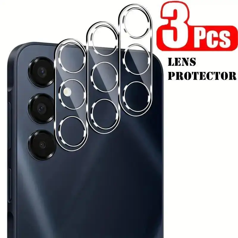 3Pcs Clear 3D Lens Protector for Samsung Galaxy A16 5G A55 A35 A15 A54 A34 A14 Camera Tempered Glass Cover Full Protection
