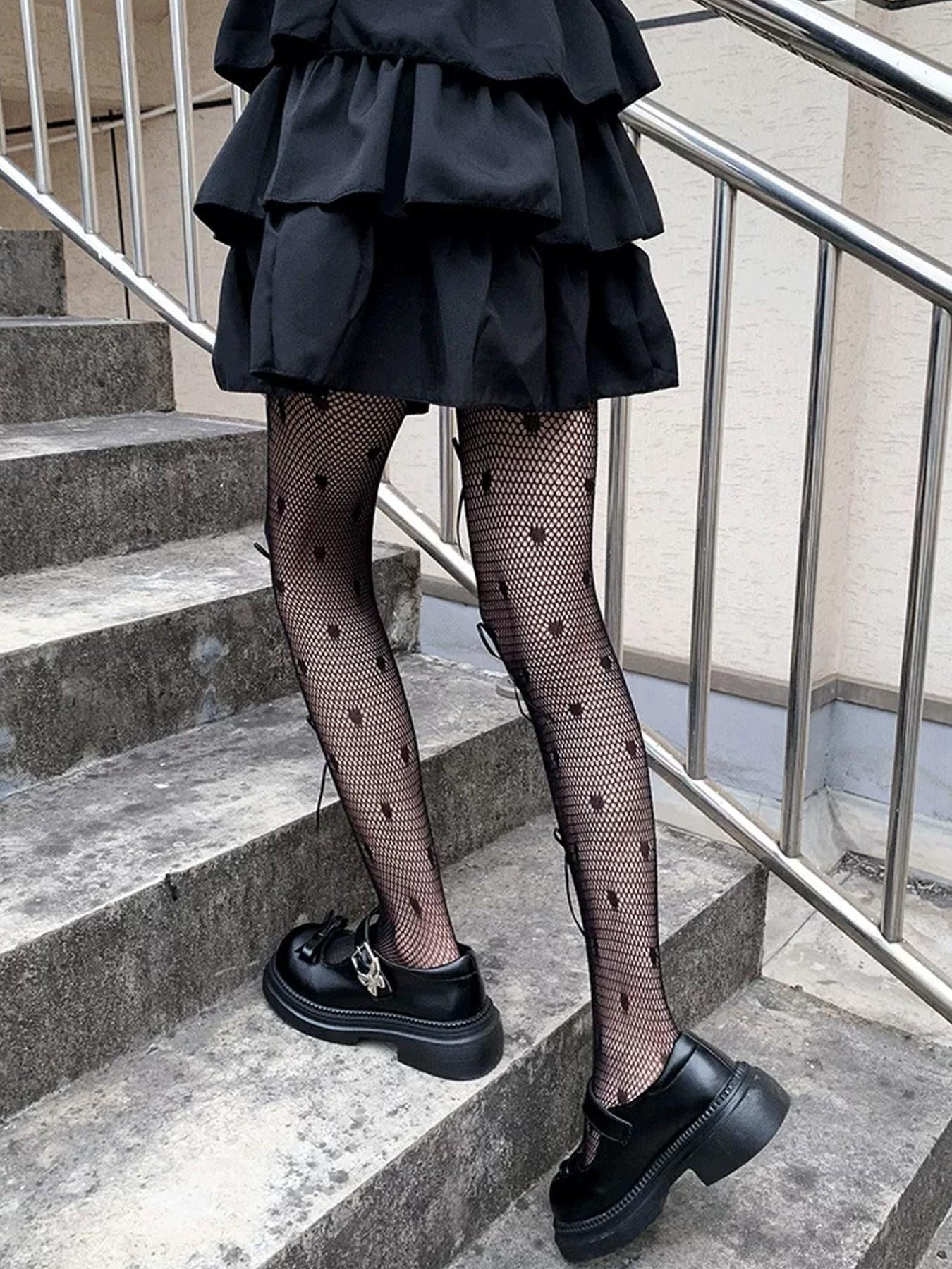 Lolita Pure Desire Spring Summer Thin Bow Stocking Socks, Anti-Pilling Silk Socks, Sexy Mesh Socks, Fitted Style