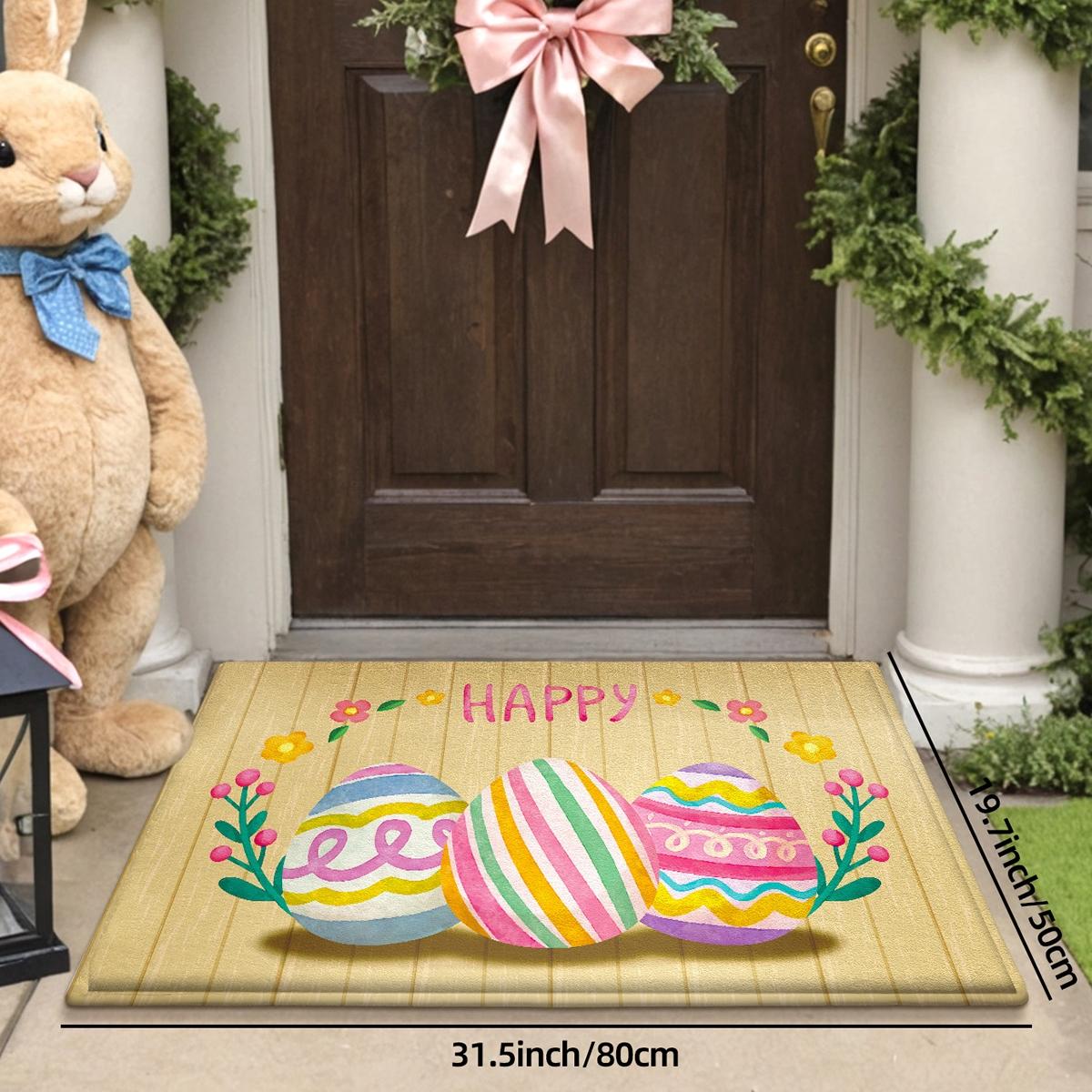 Easter Bunny Easter Egg Welcome Rug, Non-Slip Backing, Suitable for Bathroom Kitchen Indoor Outdoor Use