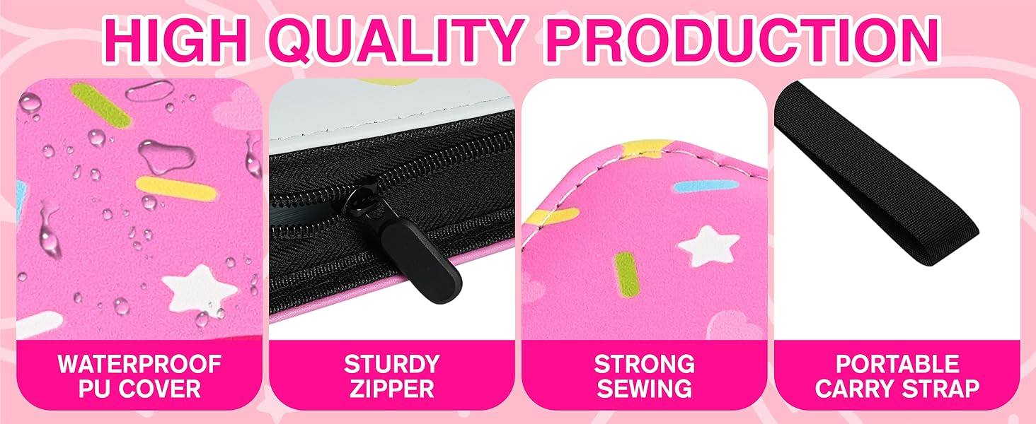 4-Pocket Trading Card Organizer, 400-Card Zipper Binder Album for Girl Teen Collection, Pink Donut & Green Donut Designs