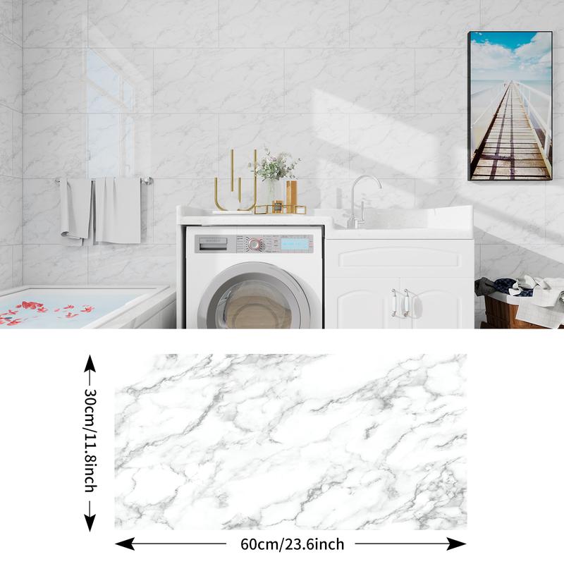 20/40Pcs Large Marble Tile Wall Stickers,PVC material Wall Paper, Easy Peel & Stick, Waterproof Self-Adhesive Panels for Kitchen, Living Room, Bathroom, Corridor, Home and Dormitory - 23.62*11.8 inch,Product details page Outdoorfun Vinyl Decorative Modern