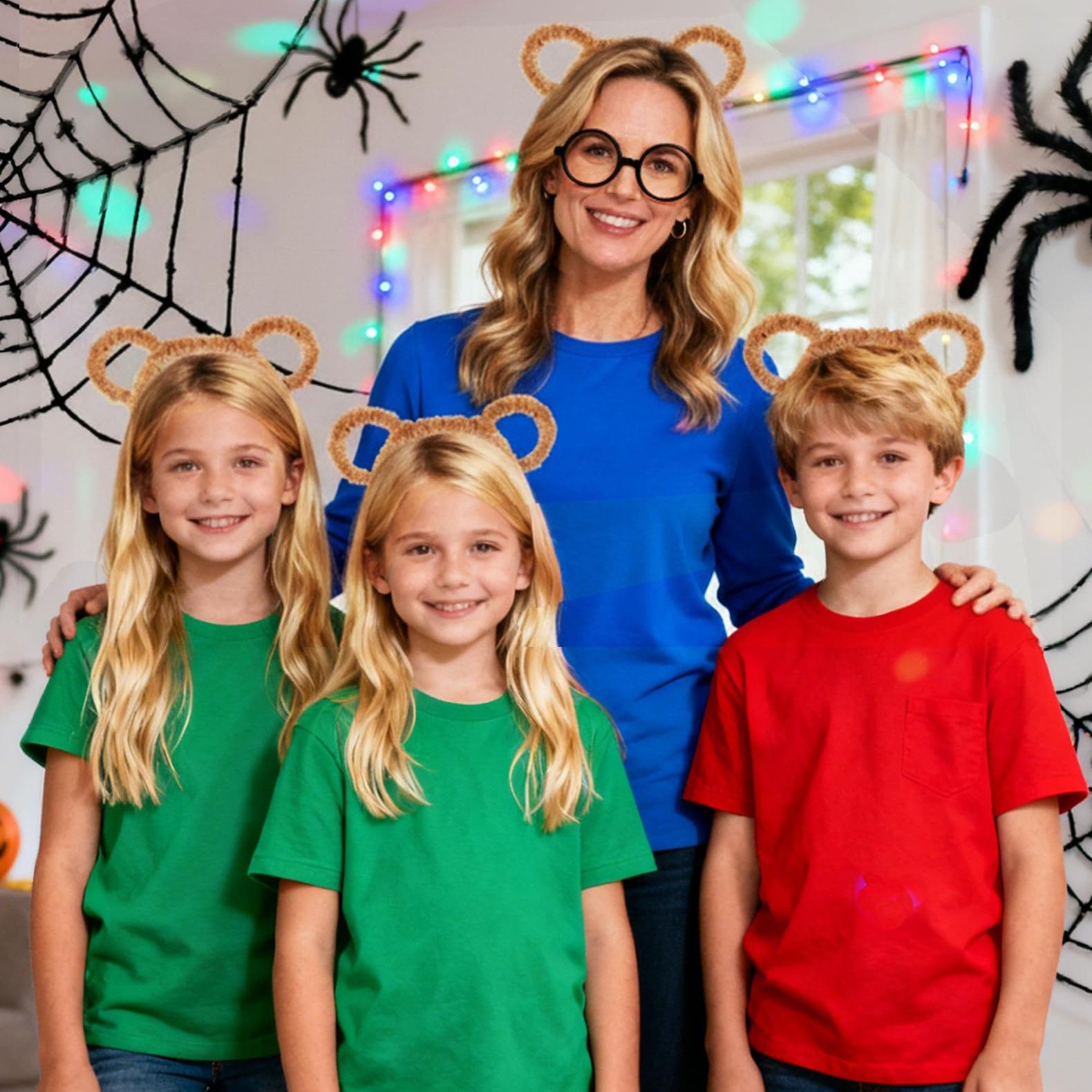 Animal Chipmunk Costume Set with Ears Headband,Round Glasses, Halloween Accessories,School,Funny Party Dress Up Outfit