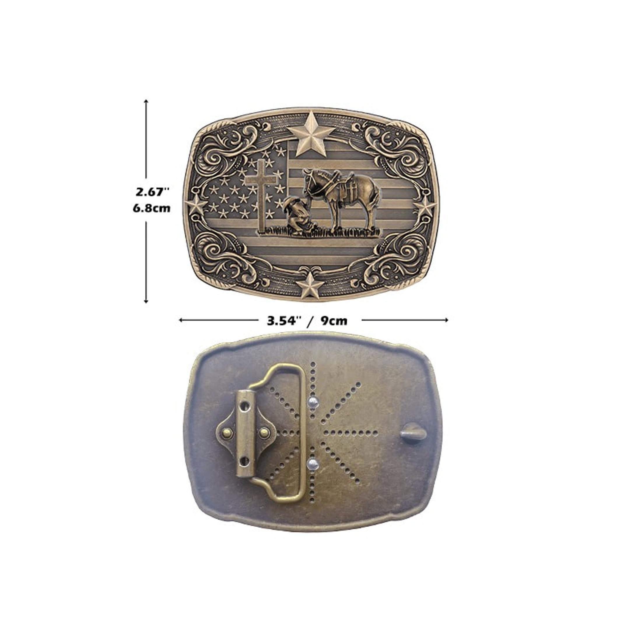 Western Cowboy Vintage Rodeo Cross Prayer Horse Belt Buckle Men(Gift)