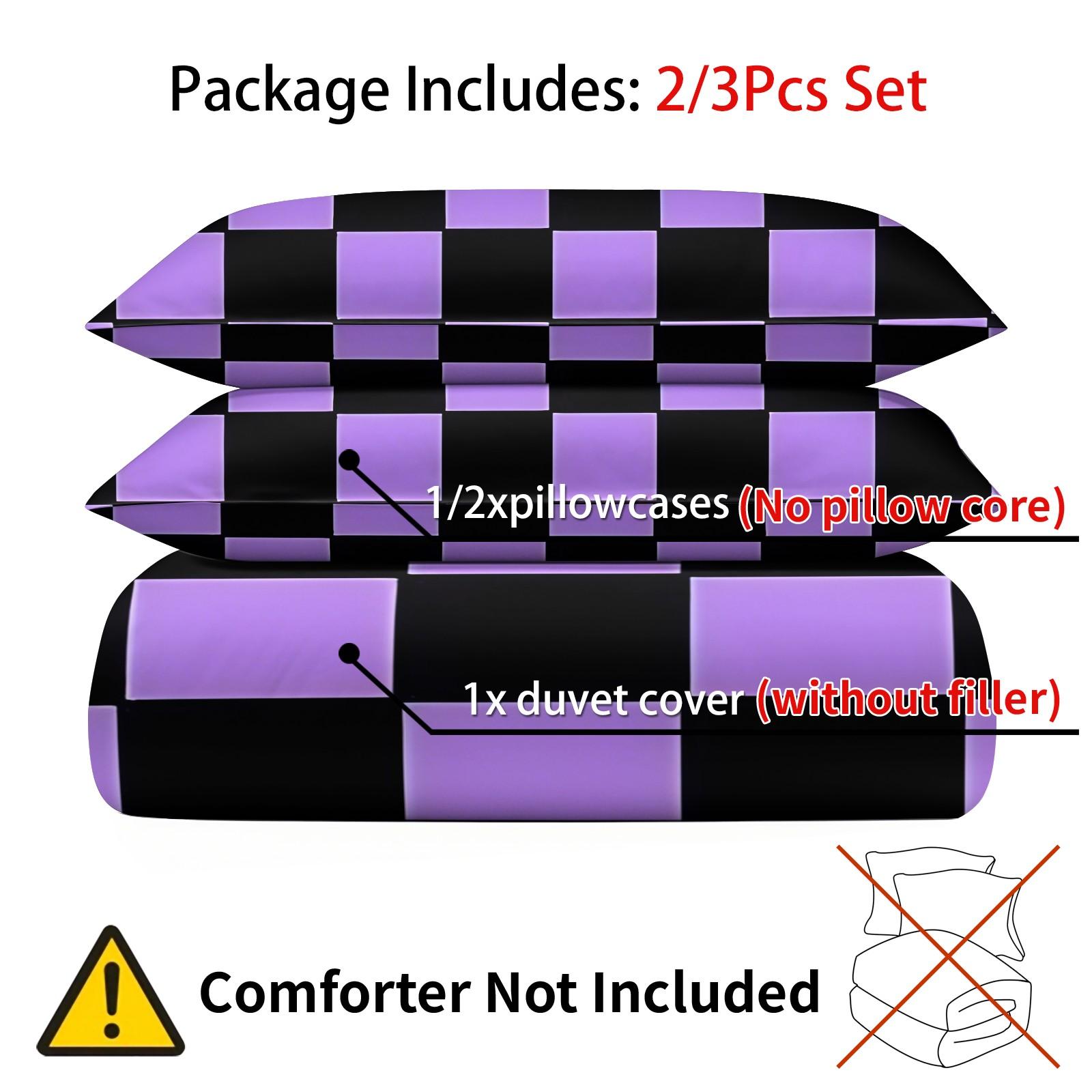 2/3 Pcs Classic Plaid Print Duvet Cover Set, Simple Modern Bedding Set, Soft Microfiber with HD Digital Print and Zipper Closure, Wrinkle Resistant, Perfect for Bedroom, Dorm and Guest Room Decor, All Season Use - No Filling