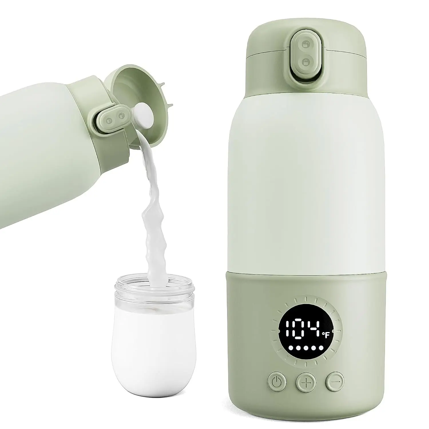 Portable Travel Baby Bottle Warmer - Fast Heating with Keep Warm Function, 13oz Large Capacity On-the-Go Milk Warmer for Breast Milk & Formula, Ideal On-the-Go Feeding Solution