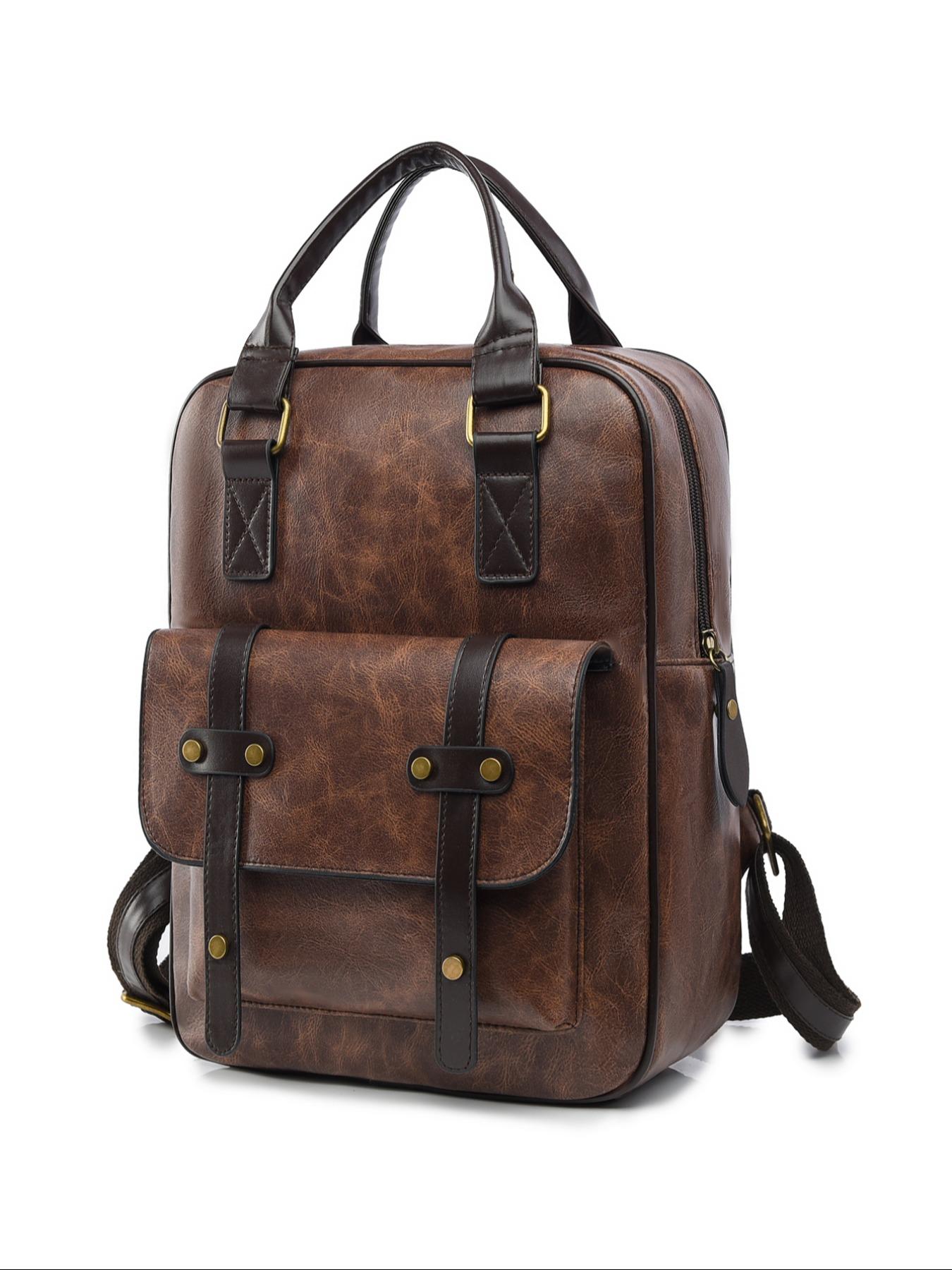 1 Piece Solid Color Backpack with Adjustable Strap, Fashionable Large Capacity School Bag for Women & Girls, Vintage Backpack Bag for Commuters and Students