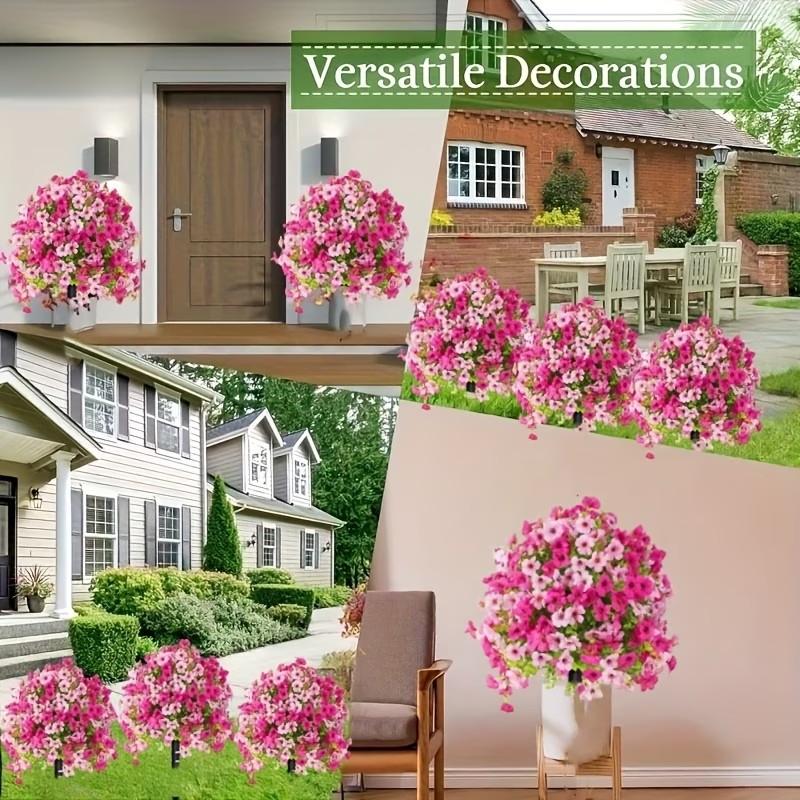 2 sets, high-quality outdoor simulation green tree belt ground stake straight plug flower, anti-ultraviolet plastic material, including ground stake bracket - suitable for garden, terrace, four-season decoration, Artificial Outdoor Flowers