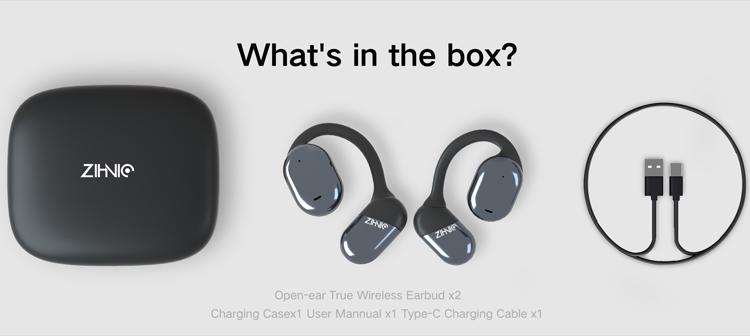 ZIHNIC S05 Open-Ear Headphone Bluetooth V5.4 IPX5 Waterproof Wireless Earphones for Gaming, Travel, and Sports with Built-in Mic - Black cool  head  phones