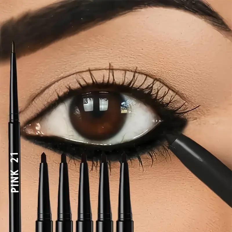 5 black gel eyeliner pencils, long-lasting and natural, soft and smooth, easy to apply, matte and quick-drying, smudge-resistant gel eyeliner cosmetics