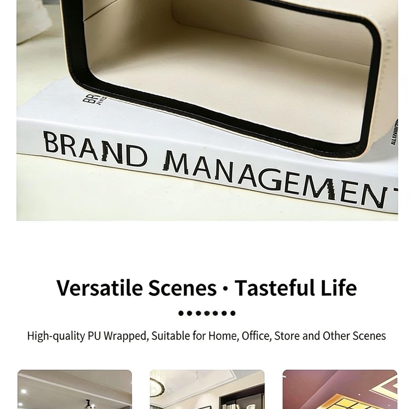 PU Leather Tissue Storage Box, 1 Count Modern Fashion Tissue Holder, Tissue Storage Container for Home Living Room Bedroom, Home Organizer