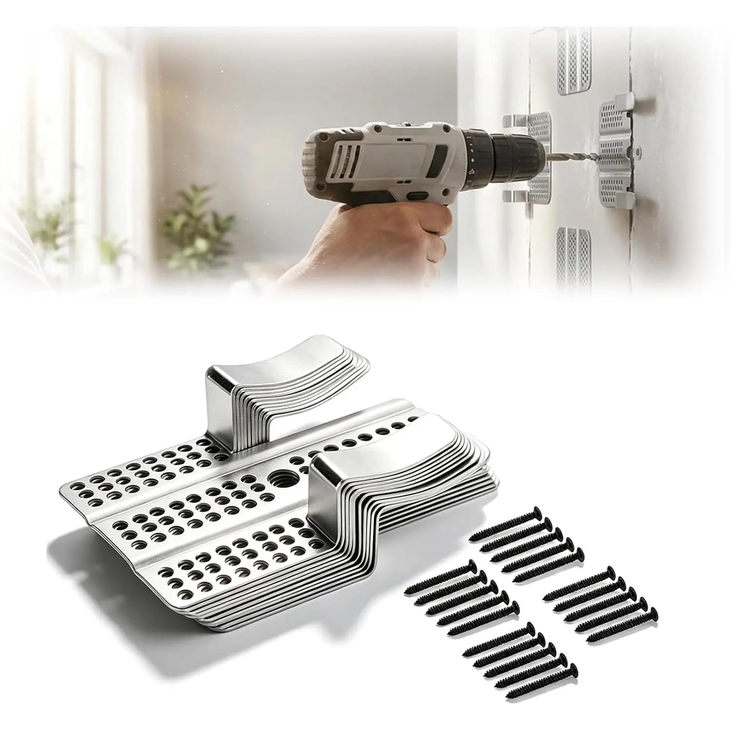 10 Pack Drywall Repair Clips,Drywall Clips Repair with 20 Screws Fits 1/2" and 5/8" Panels,Stainless Steel Drywall Clips Kit for Home Improvement