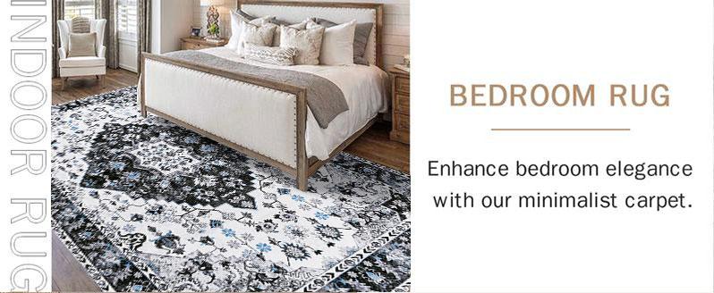 LOCHAS Low Pile Chenille Rug Durable Non-Slip Carpet for Living Room, Modern Boho Home Decor Luxurious Floral Print