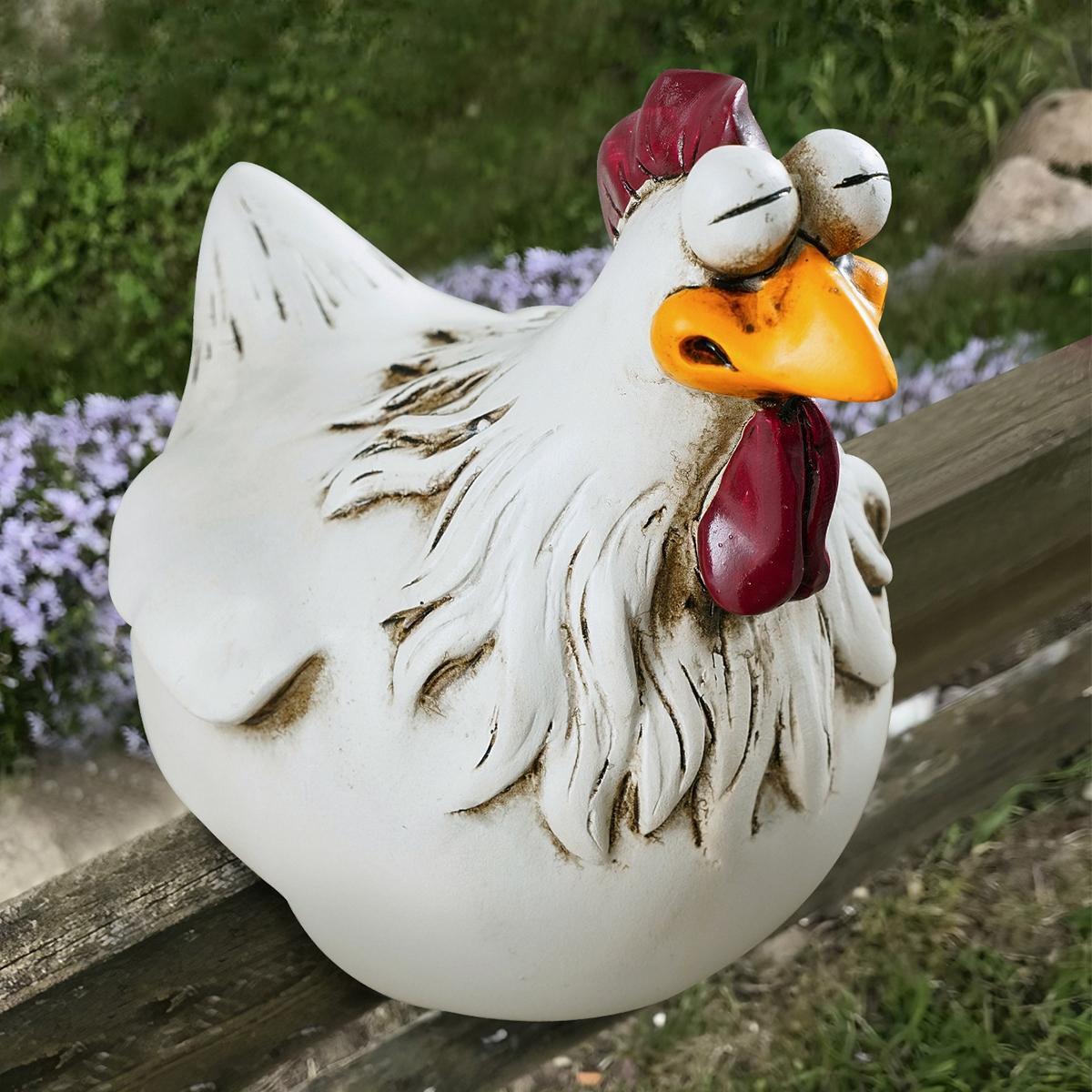 Chicken Fence Decoration, Waterproof Resin Garden Ornament, Fun Expression Yard Decor, Perfect for Farm Gate & Garden