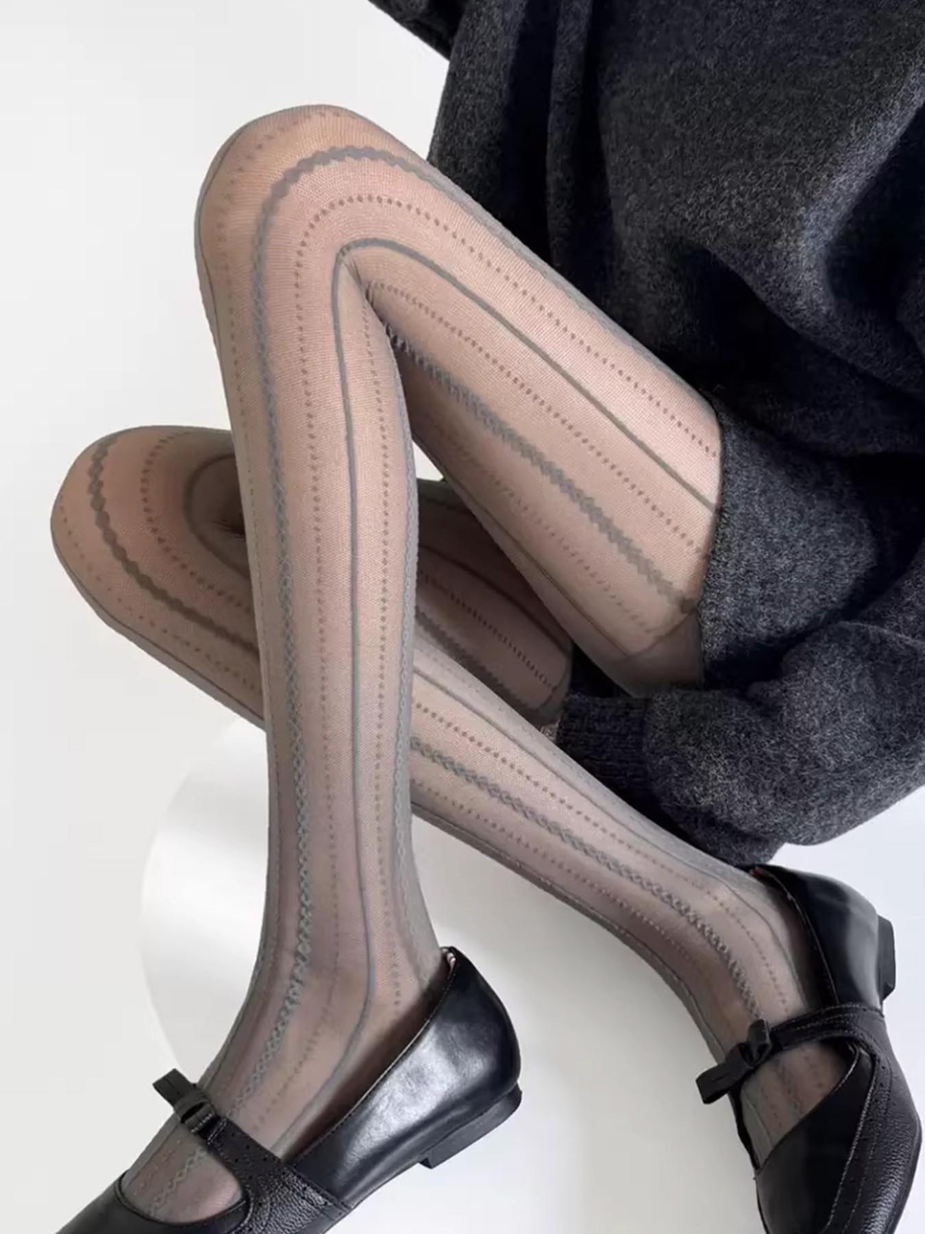 Light Mature Style Must-Have! High Elasticity Vertical Stripe Stockings, Comfortable and Non-Restrictive, Perfect for All Seasons