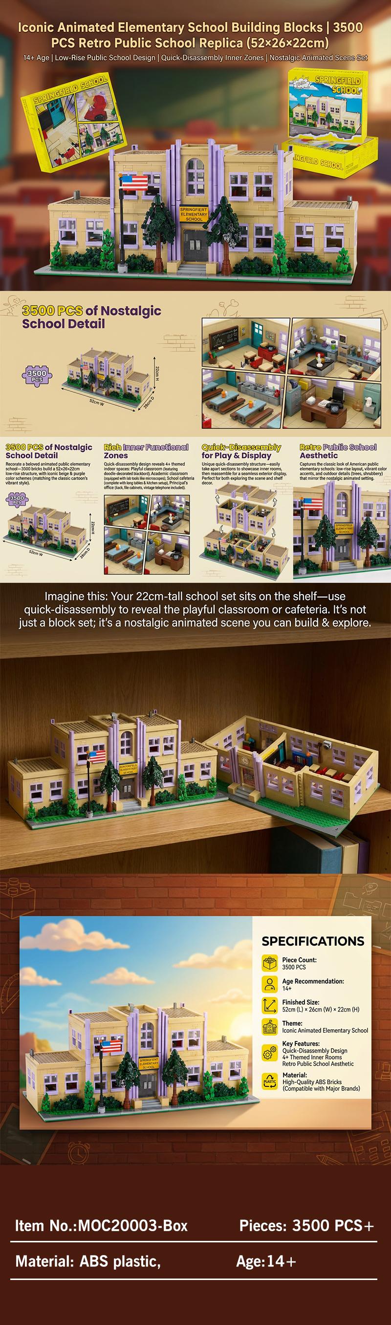 [BARWEER](SHIP FREE)The Simpsons Springfield Elementary School With Gift Box 52*26*22cm 3500 PCS