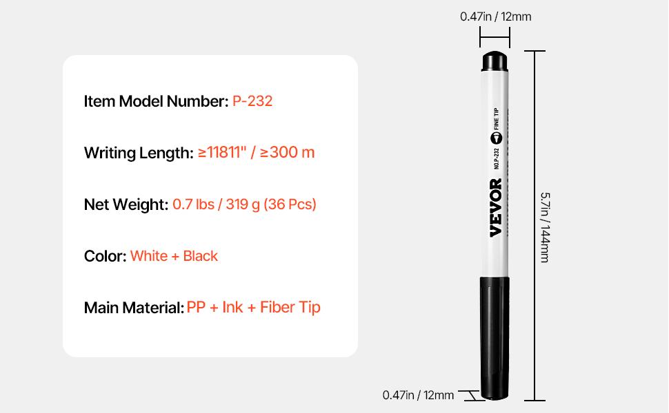 VEVOR Black Dry Erase Markers, 36 Pack Low-Odor Whiteboard Markers, Fine Point Whiteboard Markers, Easily Clean Dry Erase Markers Bulk for School Office Home