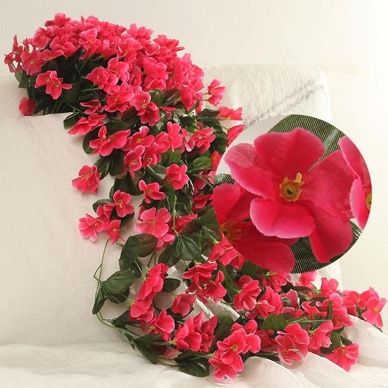 Faux Big Hydrangea Violet Hanging Vines, Durable Plastic Silk Flower Garlands, Balcony Railing Wedding Decor, Home Indoor Outdoor Wall Hangings, Plastic Faux Flowers