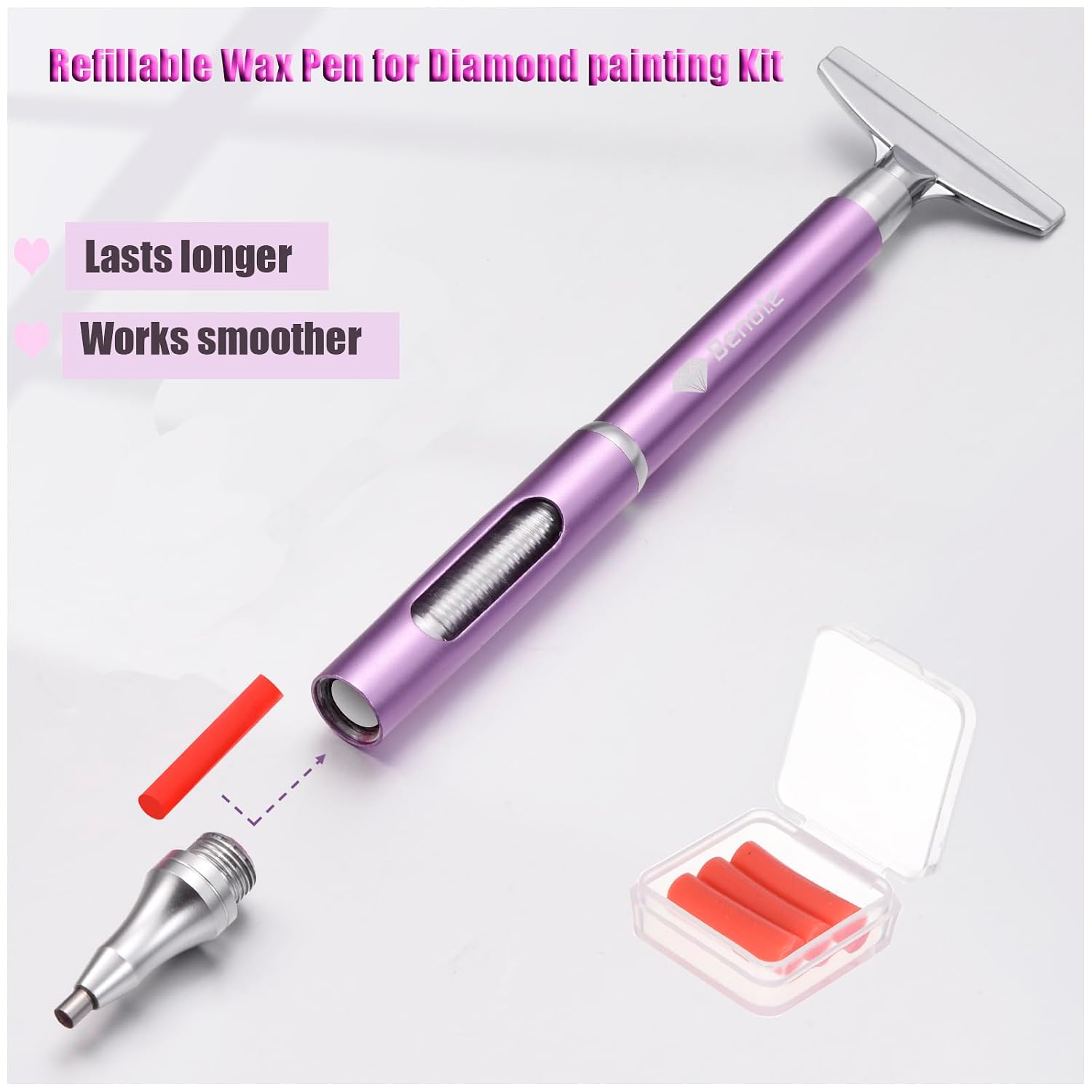 Art Painting Pen Refillable Wax Pen for  Art Kit Accessories Self-Stick Drill Pens with Metal Correction Plate for 5D Craft DIY  - B18